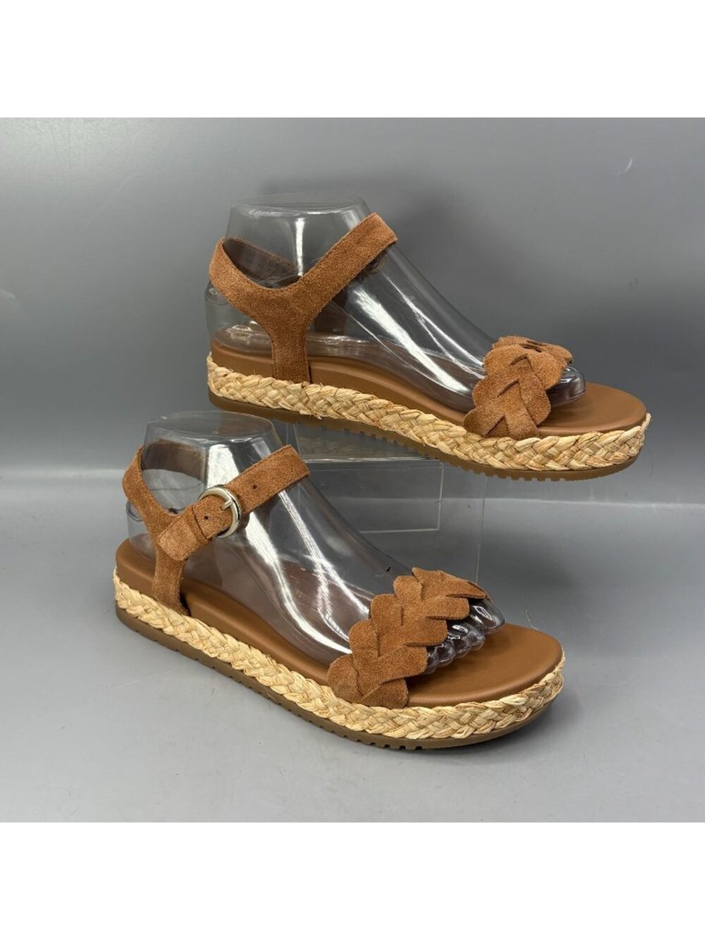 Naturalizer Neila Brown Suede Sandals With Woven Buckle Size 8M Espadrille